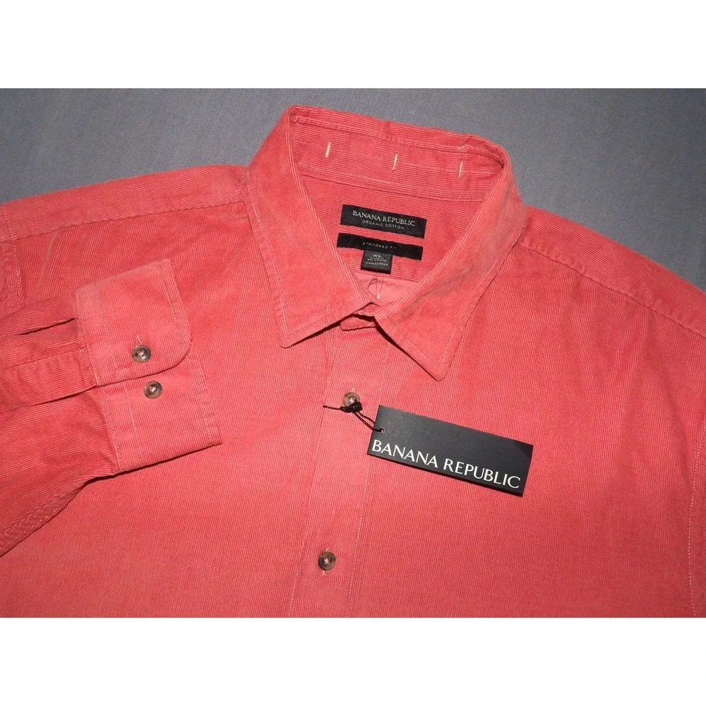 NEW! Banana Republic Rust Orange Long Sleeved Corduroy Button Up Shirt Men's XL‎